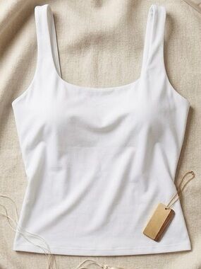 Women’s White Tank Top with Built-In Bra